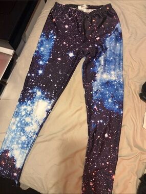 Men's Galaxy-Print Joggers - Blue and Black Space Design